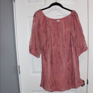 Off the shoulder pink lace dress